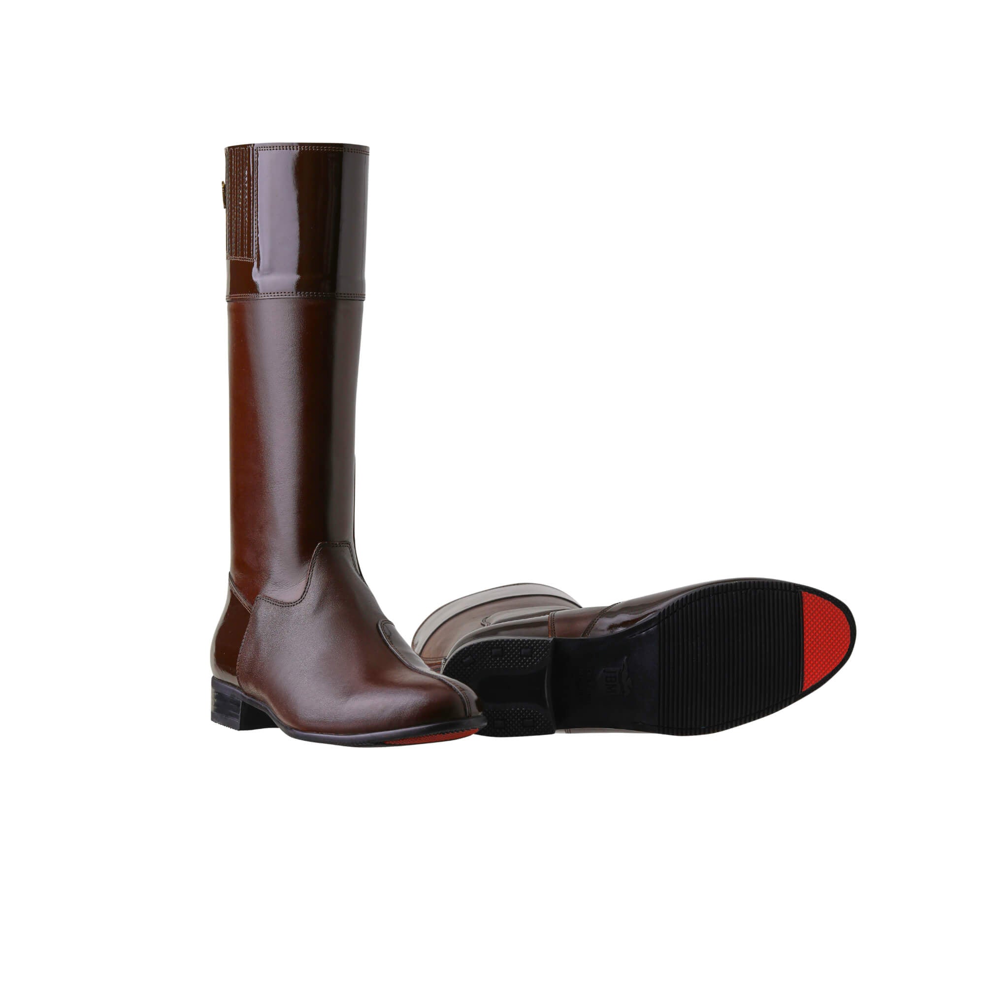 RUI Landed Men's Patent Leather High Top Boot - Genuine Leather Work Boot With Zipper & Monk Strap